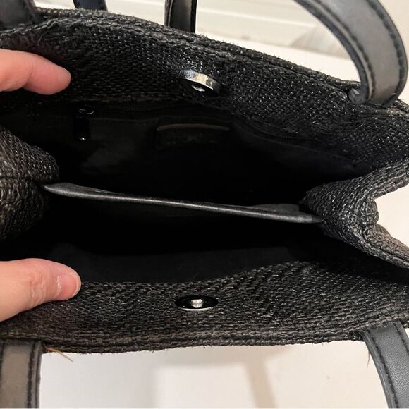 Nine West Black Pebbled Textured Double Strap Snap Button Purse Shoulder Bag 9X9 - Picture 9 of 10